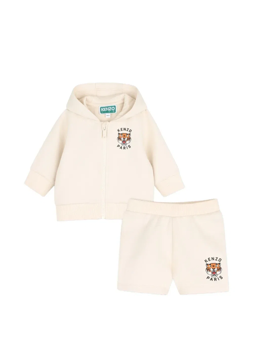 Комплект Tiger из худи и шортов Kenzo Kids, бежевый