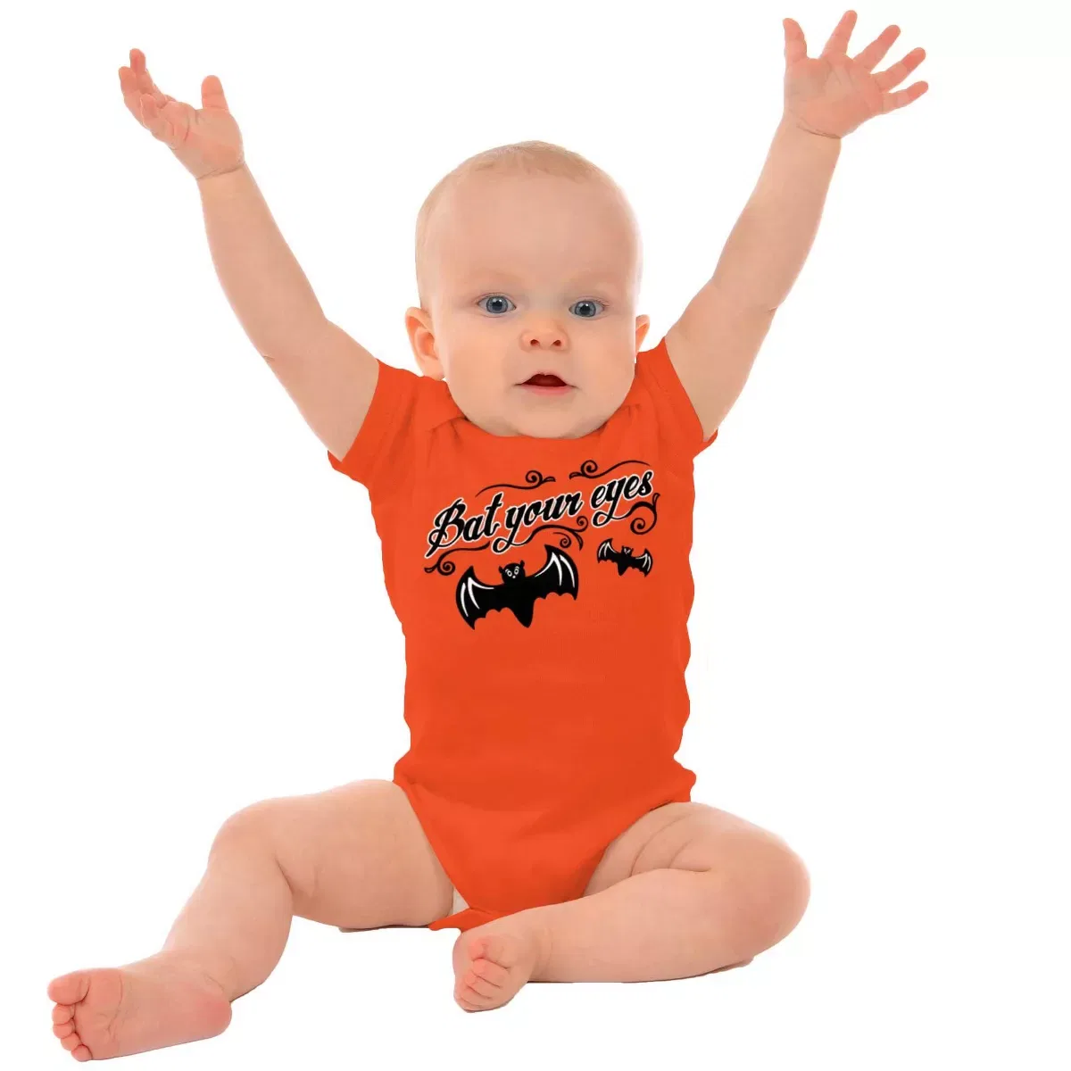 Детское боди-комбинезон с принтом Funny Cute Witchy Halloween Bats Brisco Brands, Orange — фото 3