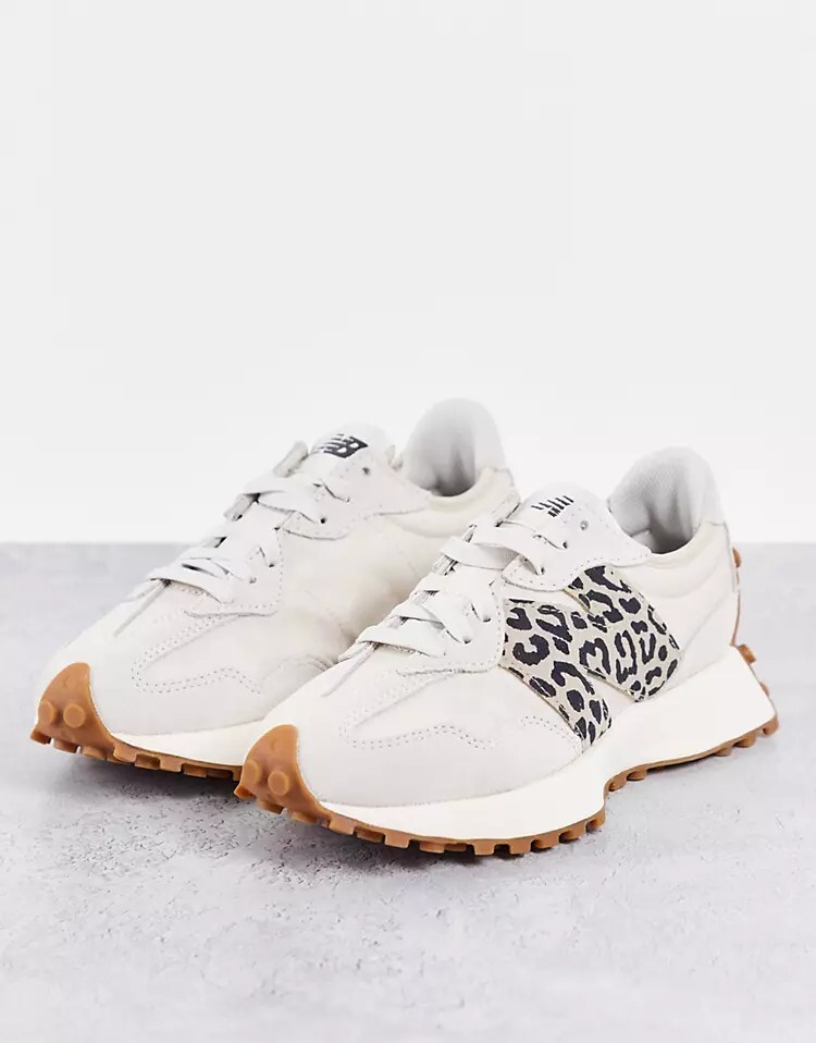 Кроссовки для животных New Balance 327 кремового цвета с леопардовым принтом, кремовый