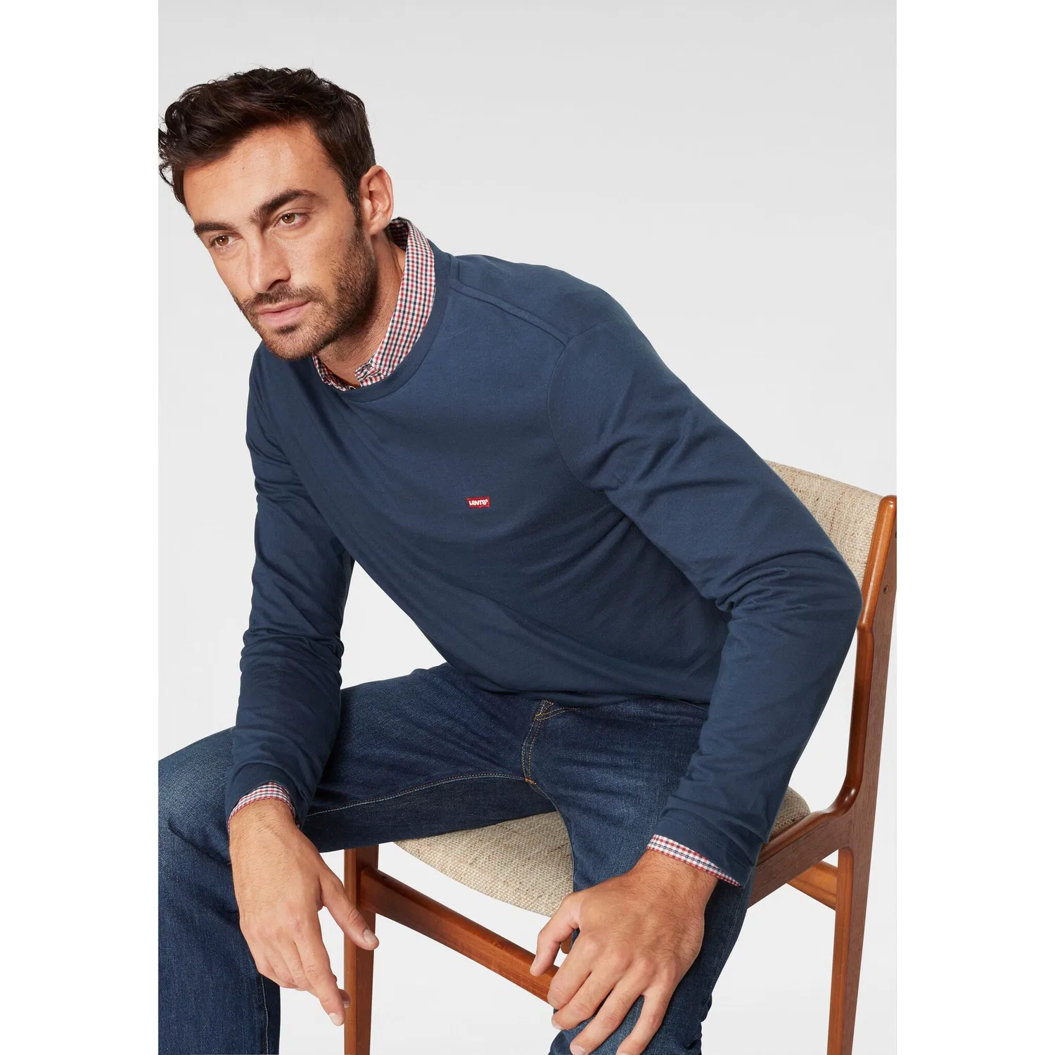 Мужской длинный лонгслив с логотипом Levi's, Navy
