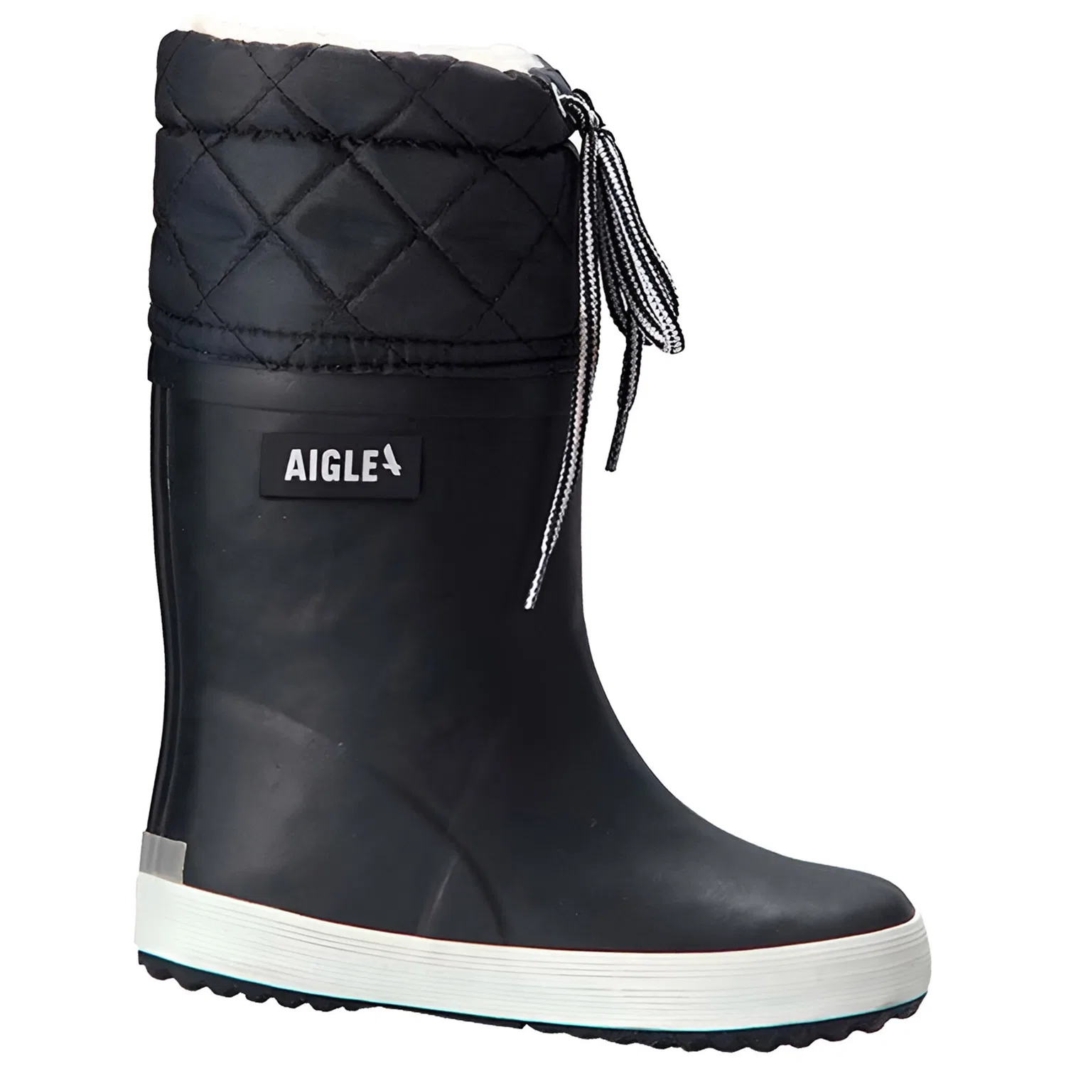 Детские резиновые сапоги с искусственным мехом Aigle, Marine Blue/White