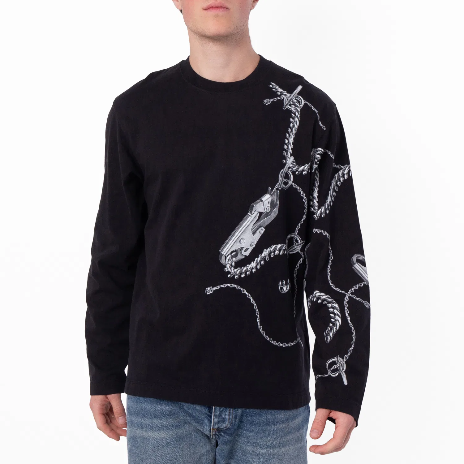 Лонгслив с принтом Knight Hardware Cotton Top Burberry, Black Ip Pattern