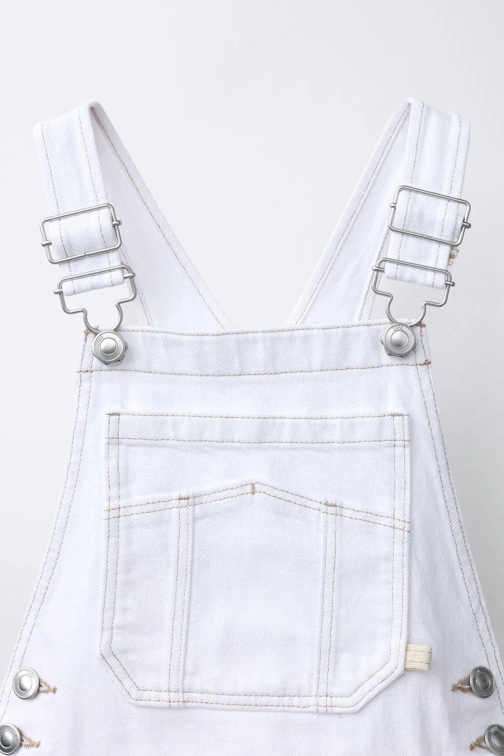 Джинсовое платье-сарафан с контрастной строчкой ZARA, White — фото 3