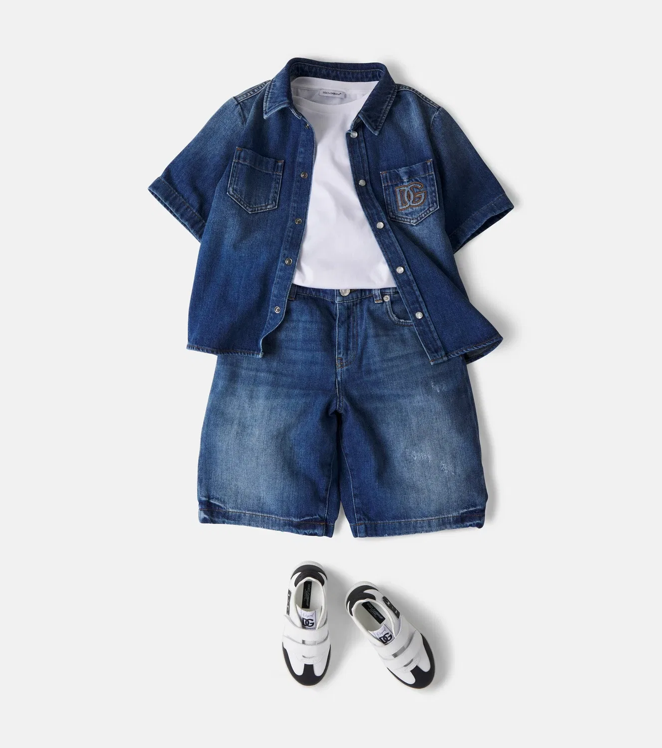 Джинсовые шорты с эластичным поясом, Dolce&Gabbana Kids, синий — фото 2