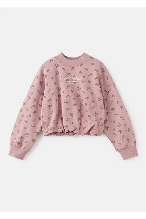 Детские свитшот для девочек с принтом Mango Kids, Pink — фото 3