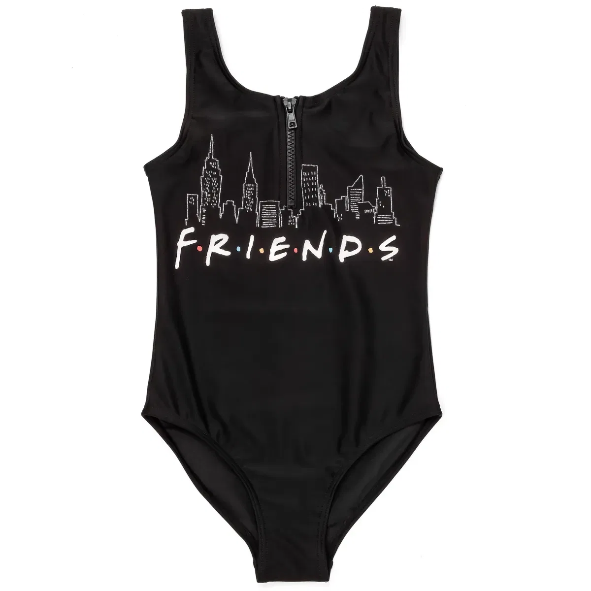 Детский купальник для девочек с принтом и молнией Friends, Black