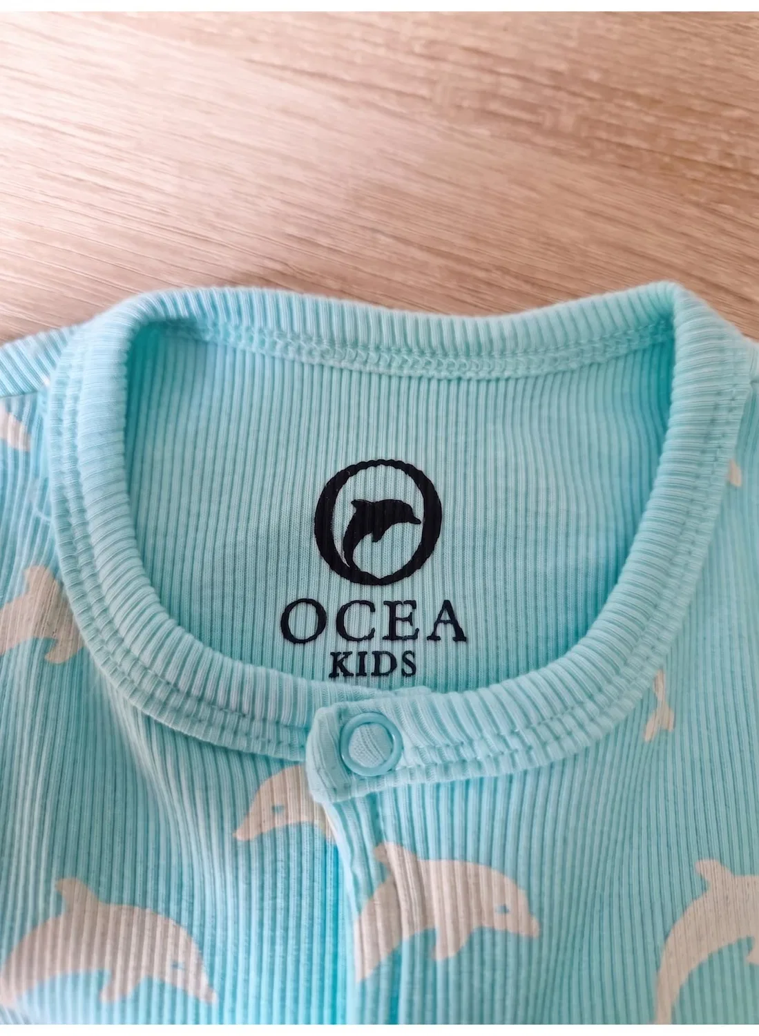Комбинезон для сна терморегулирующий из бамбука Oceakids, бирюзовый — фото 3