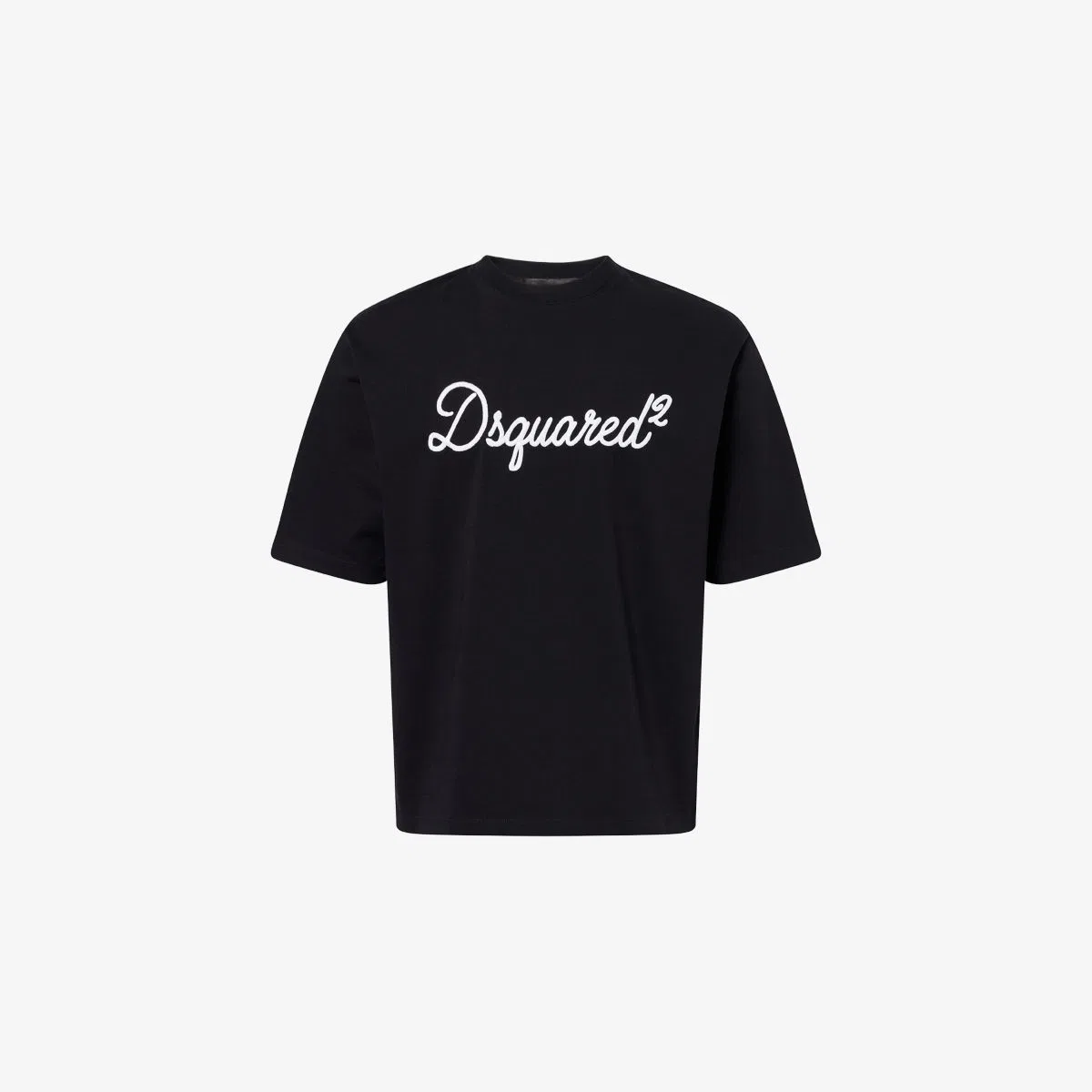 Хлопковая футболка с вышитым логотипом бренда Dsquared2, черный
