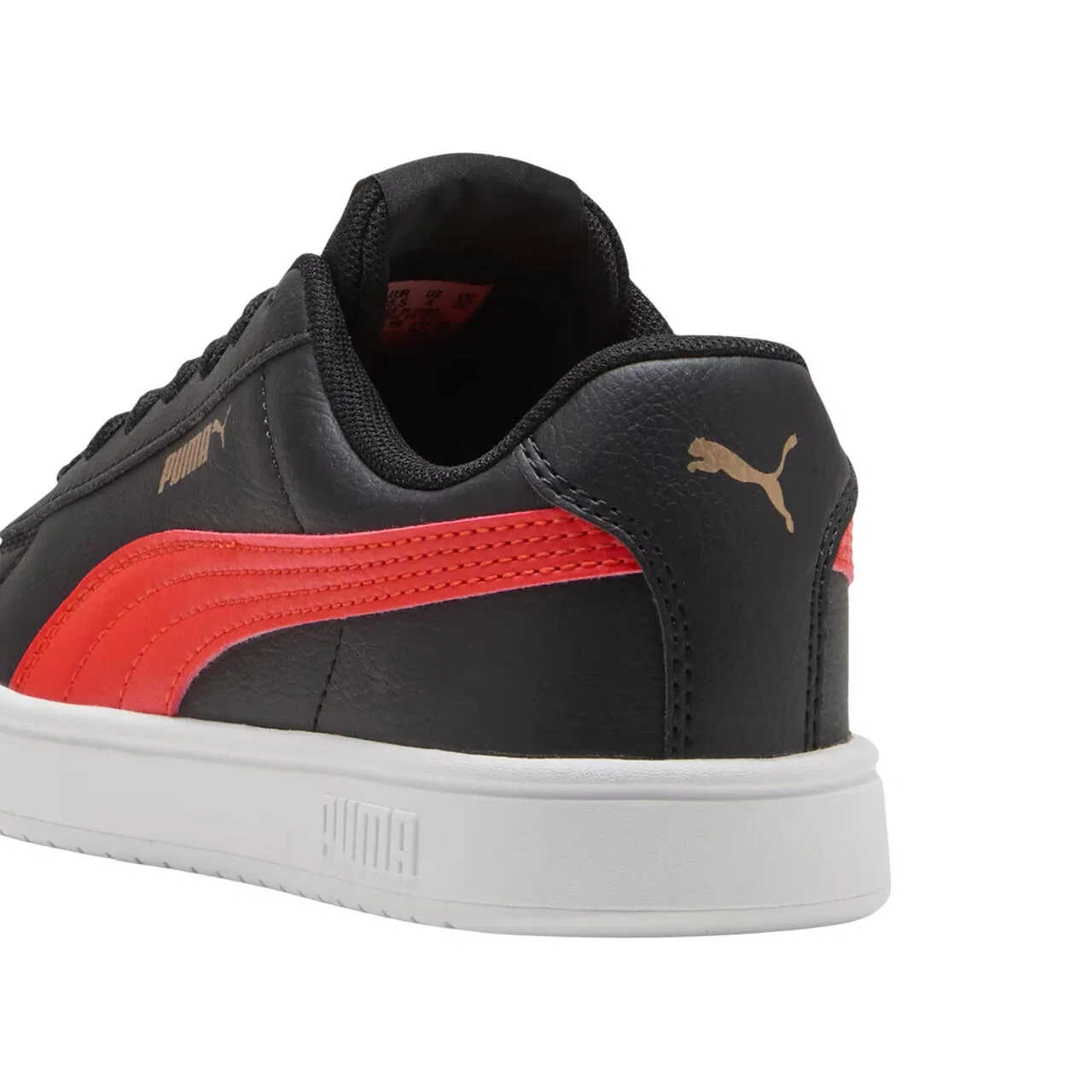Детские кожаные кроссовки Puma Rickie Classic, Schwarz Rot Schwarz — фото 3
