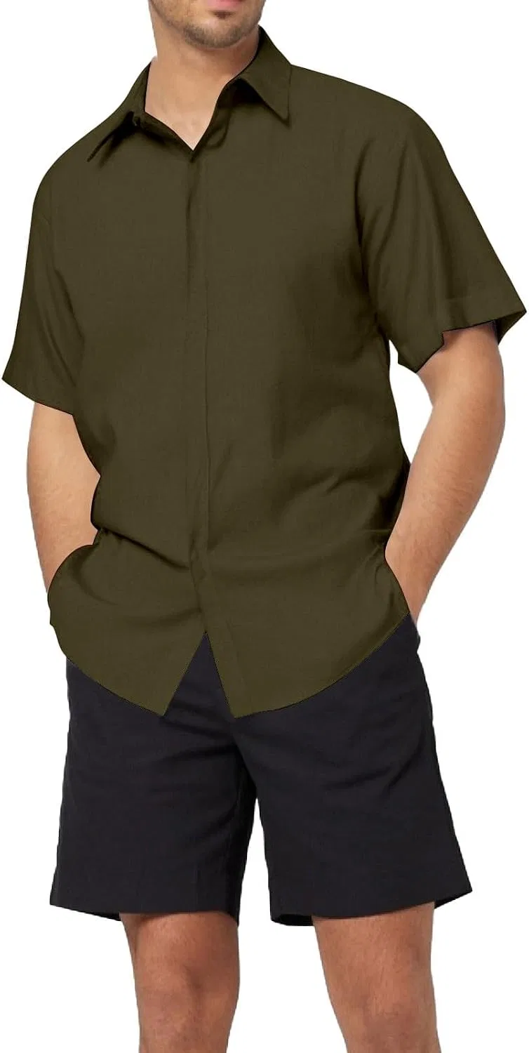Мужская рубашка с коротким рукавом, бронзовый — фото 2