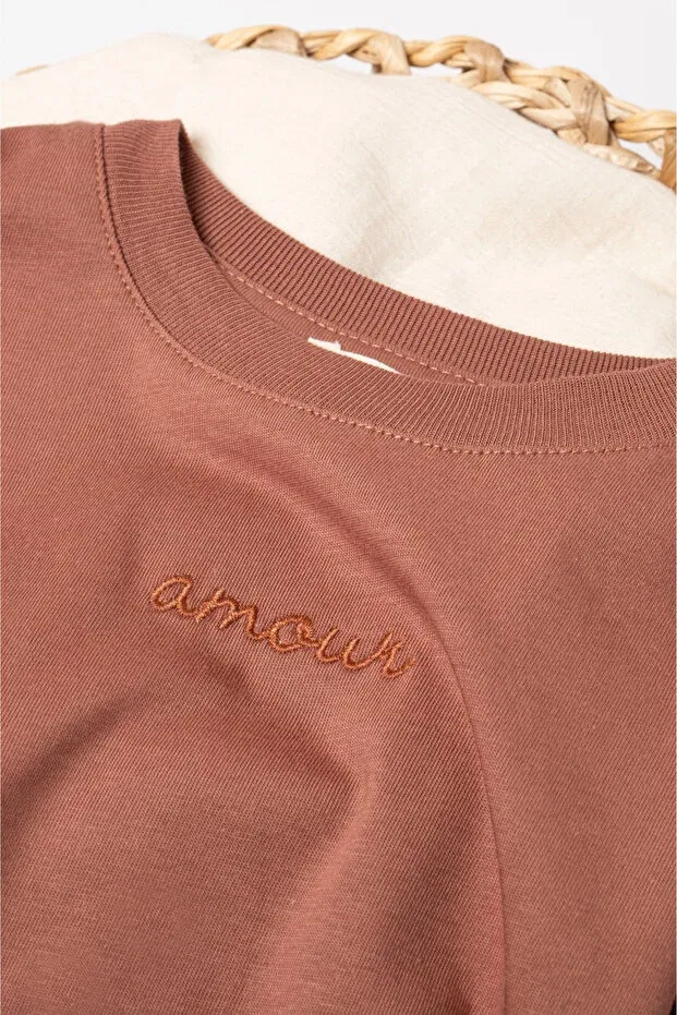 Детская футболка для девочек хлопковая Embroidered t-shirt Vauva, Tile — фото 2