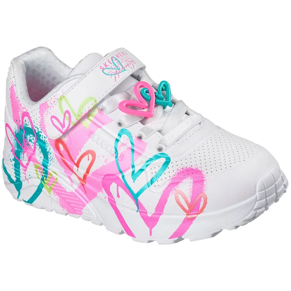 Детские кроссовки для девочек Skechers Uno Lite Heart Status, White — фото 2