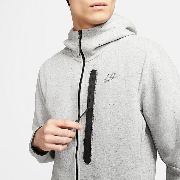 Толстовка Nike Sportswear Tech Fleece Full Zip Hoodie 'Heather Grey', серый — фото 3