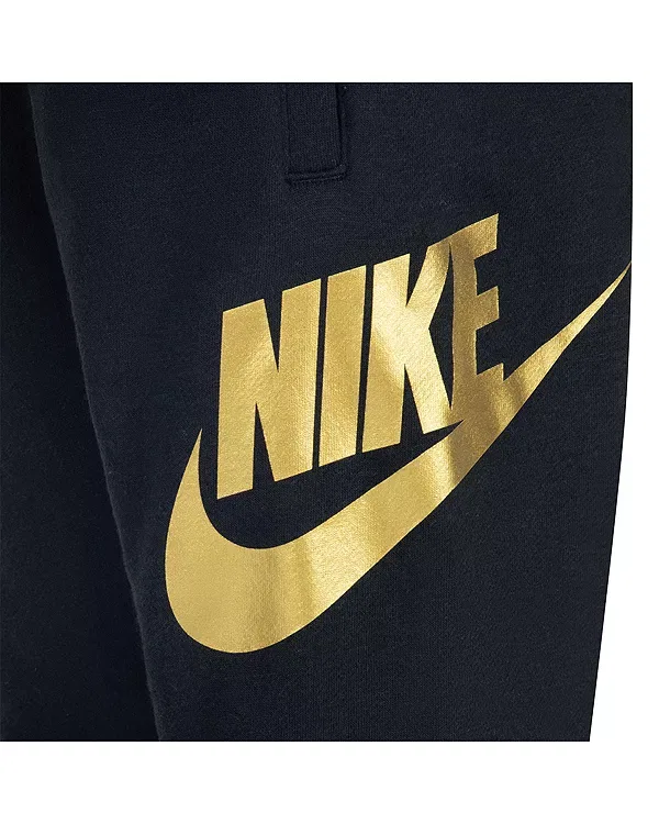 Детские брюки для мальчиков из флиса с резинкой Sportswear Club Nike, Black/Metallic Gold — фото 4