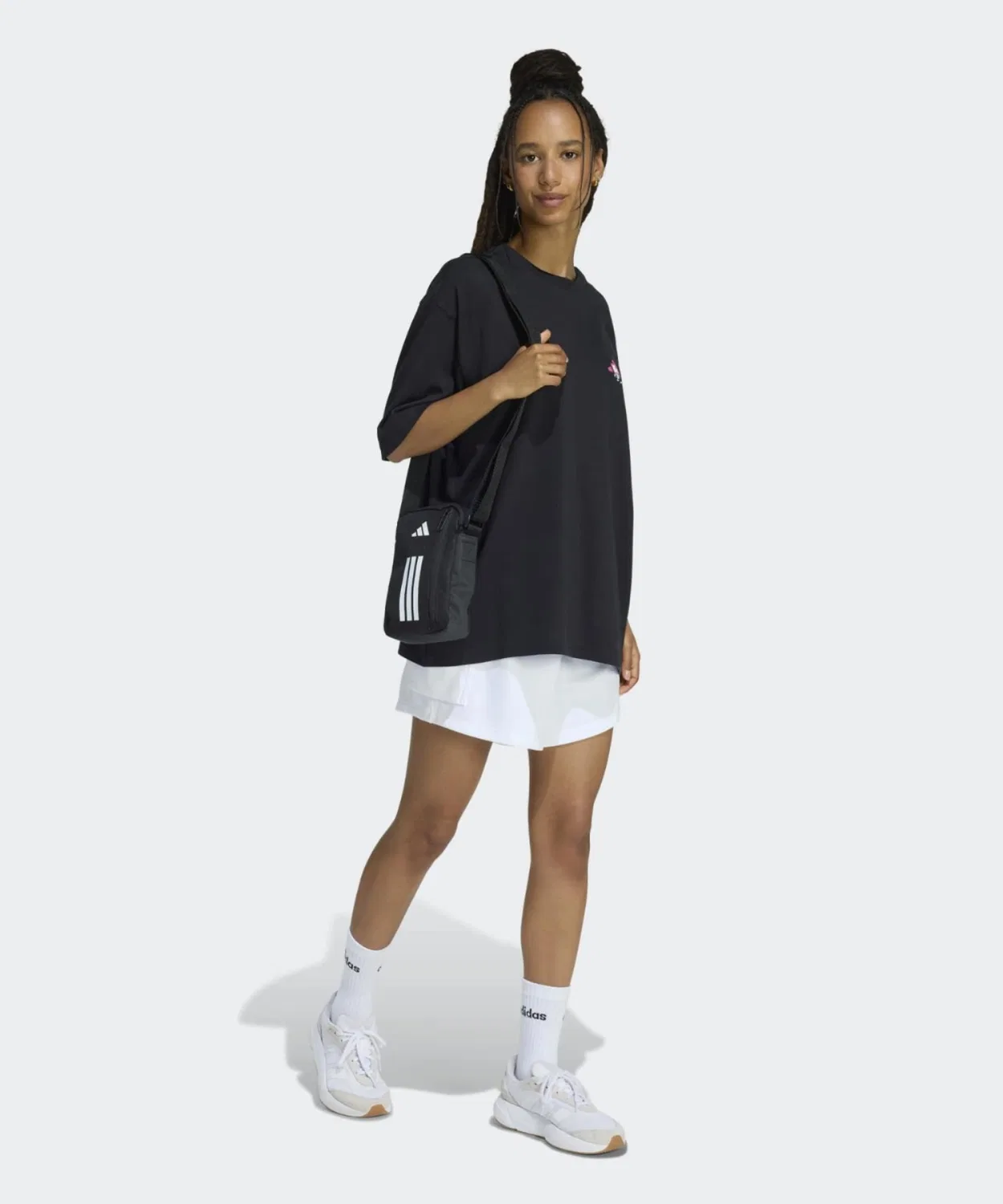 Женская футболка оверсайз с графическим принтом Adidas, Black — фото 3