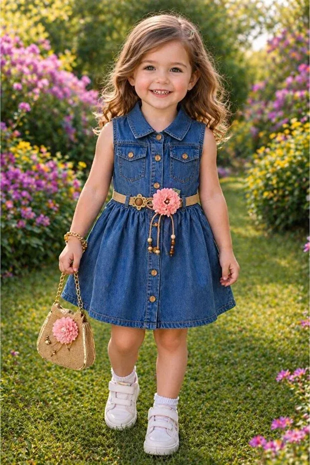 Детское джинсовое платье для девочек без рукавов Kozadankids, Blue