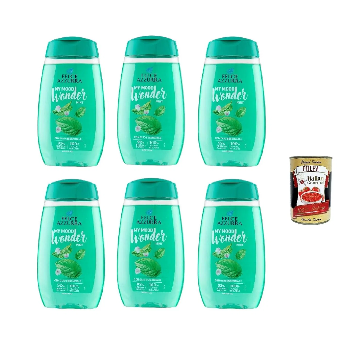 Гель для душа Wonder Mint, Italian Gourmet E.R., набор 6 x 250 мл + томатная мякоть 400 г, 1500 мл, Mint