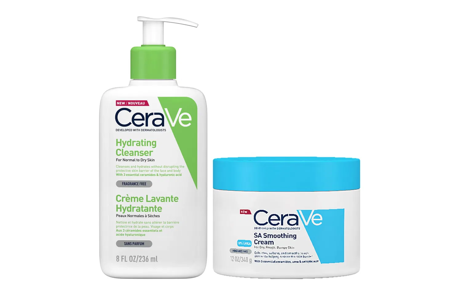 Набор для ухода за кожей Hydrating Smooth Skincare CeraVe, 236 мл + 340 г