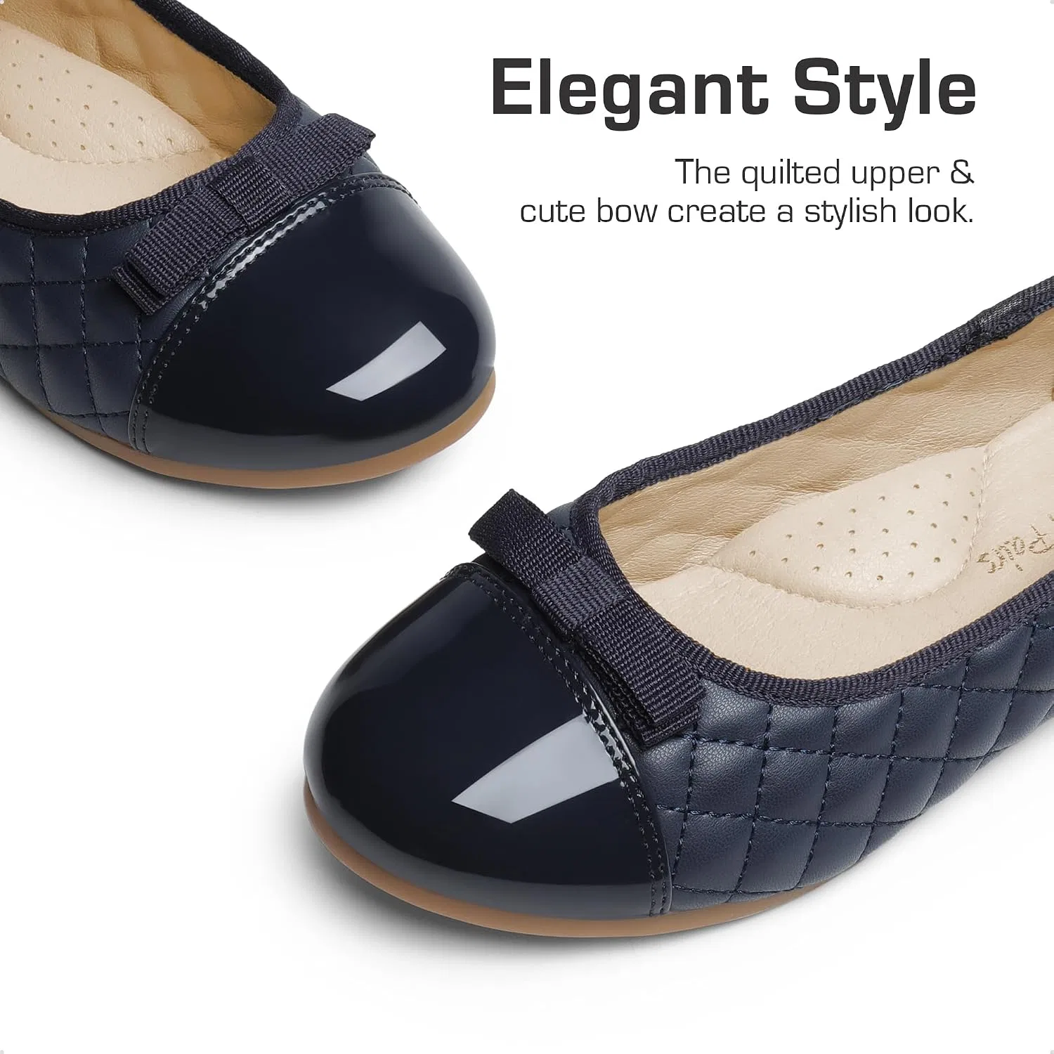 Детские балетки для девочек с бантом Dream Pairs, Navy/Blue — фото 3