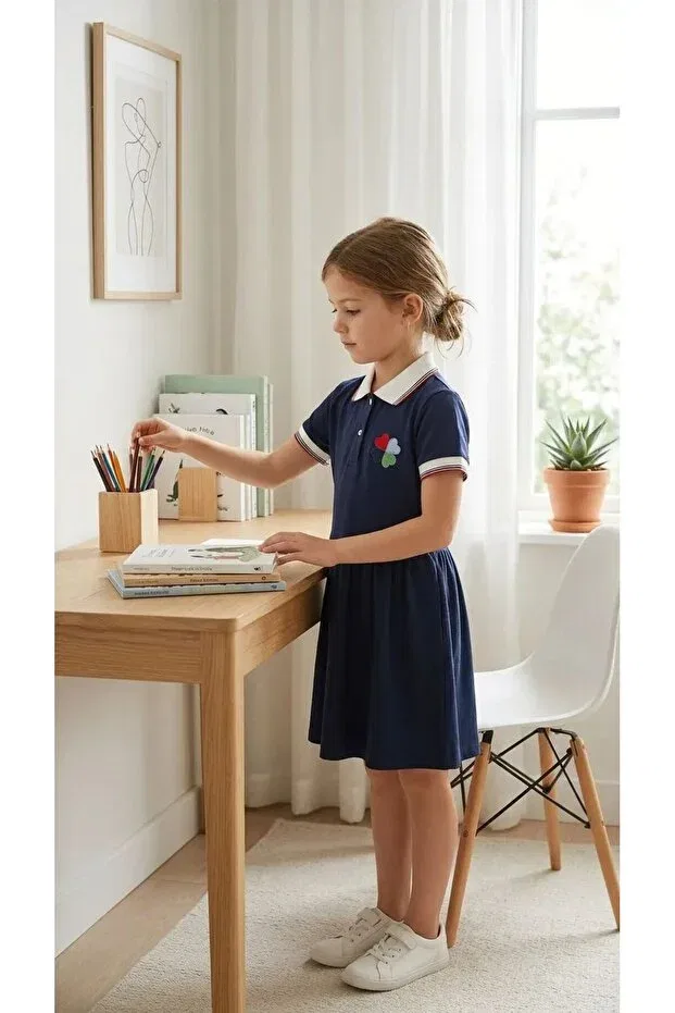 Детское платье для девочек с вышивкой Ta&Ce, Navy Blue — фото 2