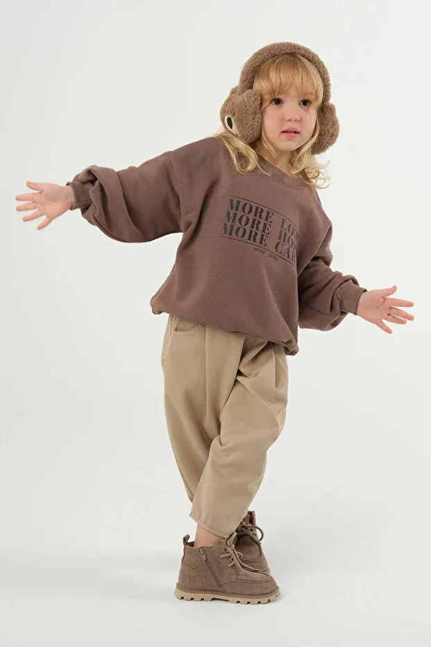 Детские свитшот для девочек с принтом Mioma Kids, Brown