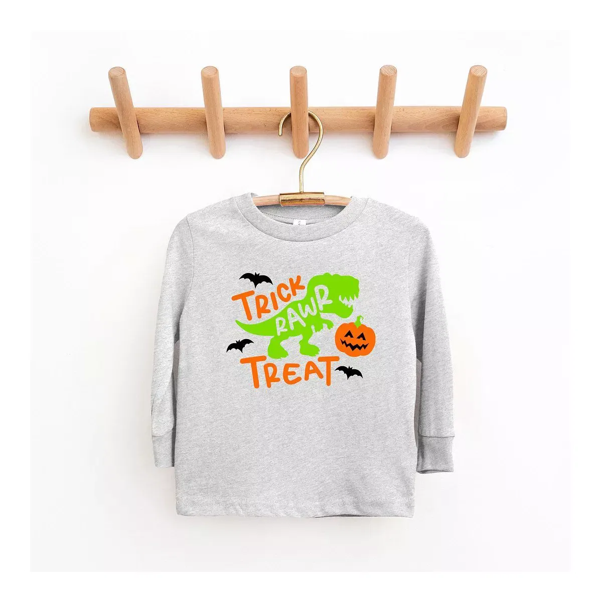Детское футболка с длинным рукавом с принтом Trick Rawr Treat The Juniper Shop, White