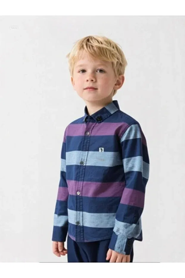 Детская рубашка для мальчиков с длинным рукавом Basics Klothy, Navy Blue — фото 3