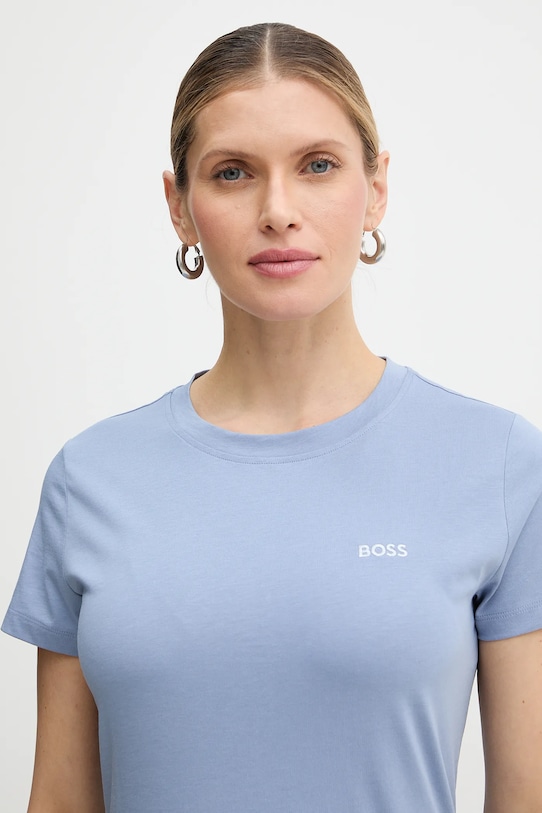 Хлопковая футболка c esogo 1 BOSS Orange, синий — фото 4