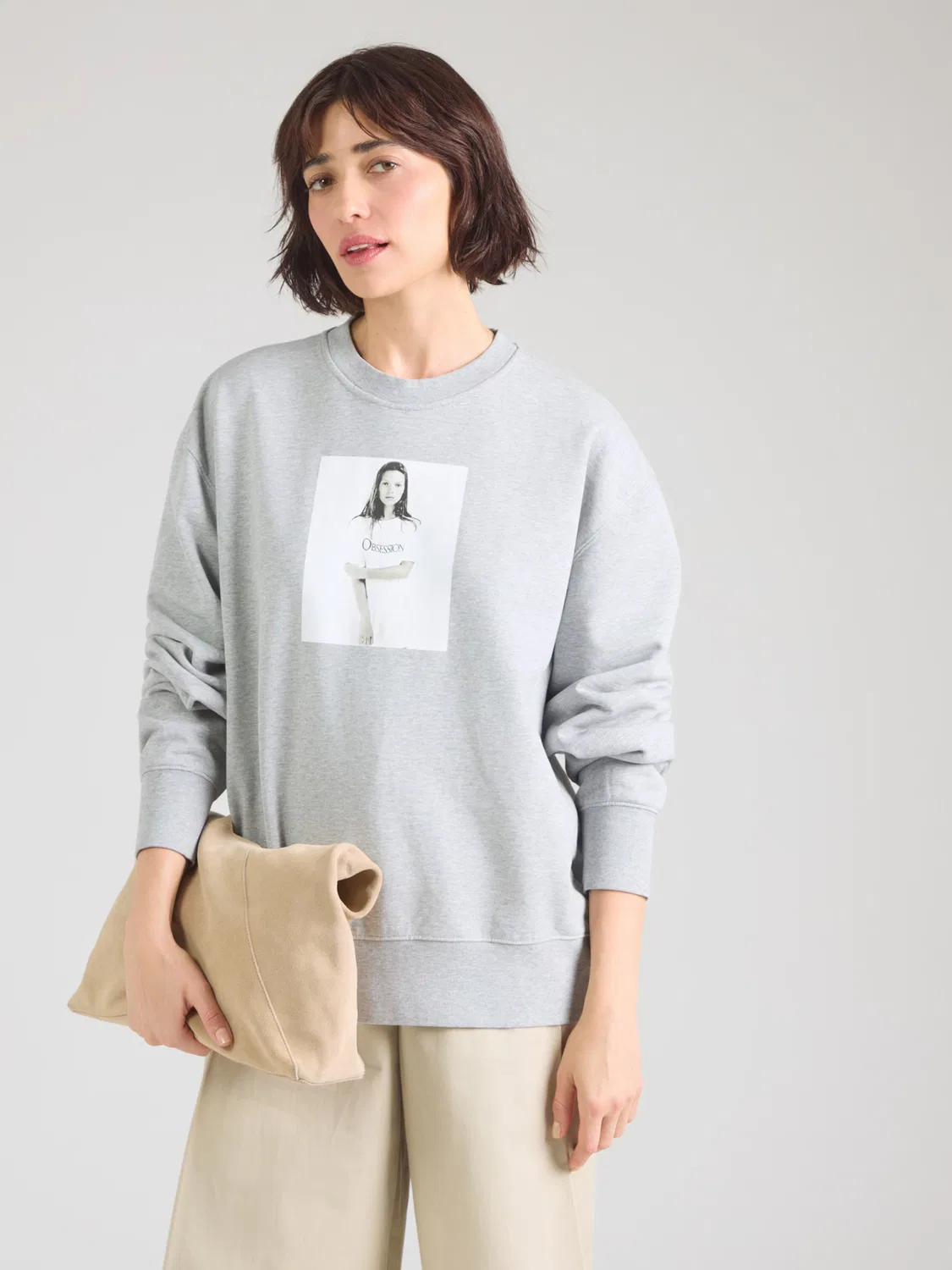 Толстовка Calvin Klein KATE OBSESSION BOYFRIEND, серый — фото 3