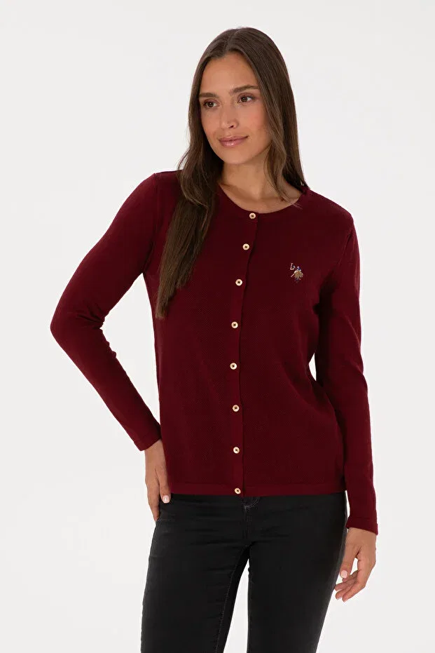 Женский кардиган базовый U.S. Polo Assn., Burgundy — фото 3