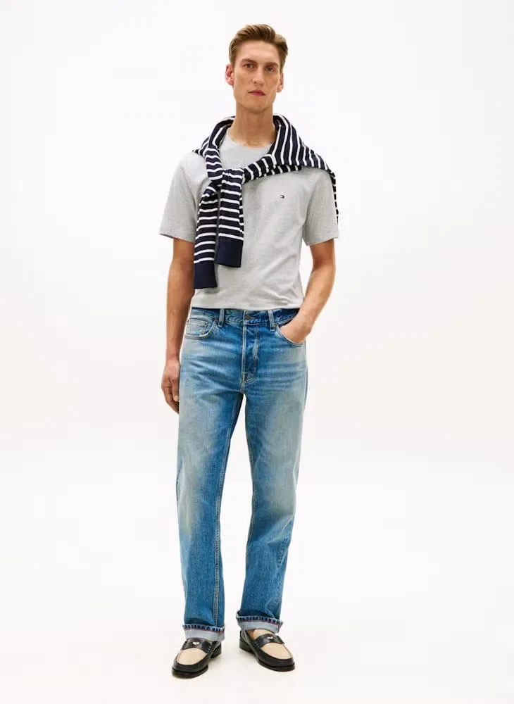 Футболка с вышивкой флага Tommy Hilfiger, светло-серый меланж — фото 4