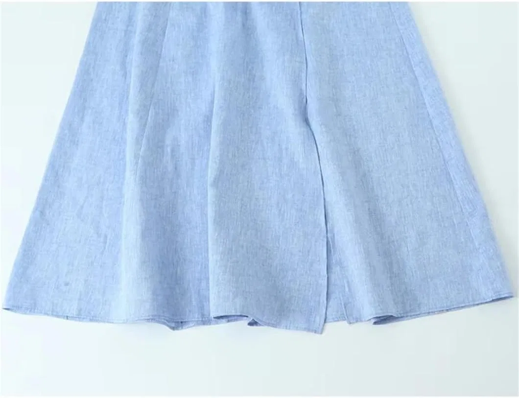 Женское A-силуэта миди-платье на бретелях с разрезом Corset Style, Blue — фото 3