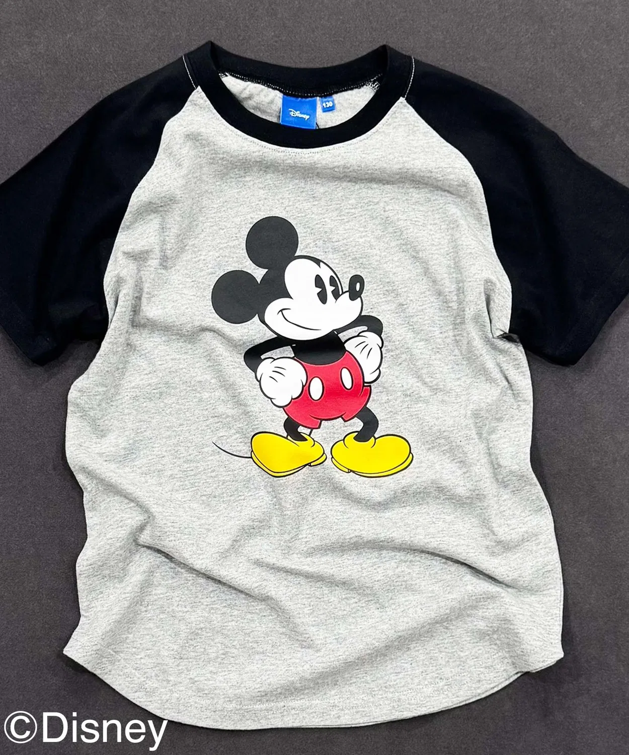 Детская футболка с принтом Mickey Mouse, с длинным рукавомDisney, Beige×Black — фото 4