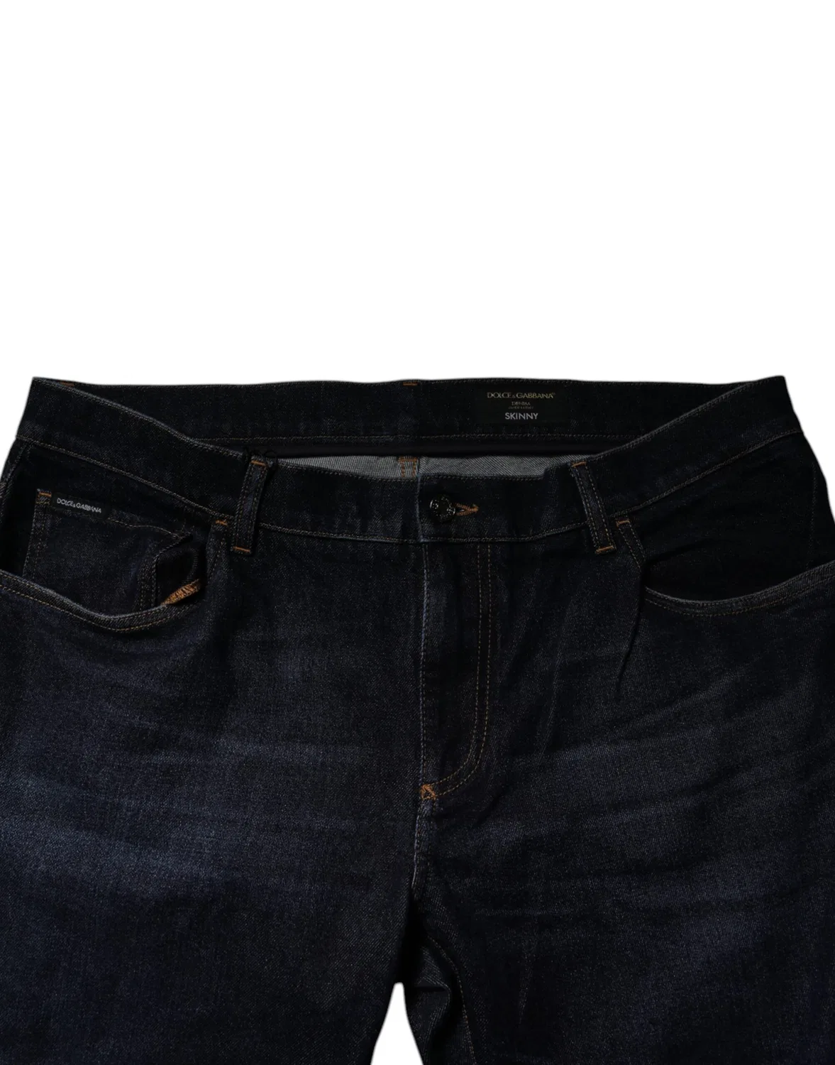 Мужские джинсы скинни с логотипом Dark Blue Cotton Stretch Skinny Denim Dolce & Gabbana, синий — фото 4