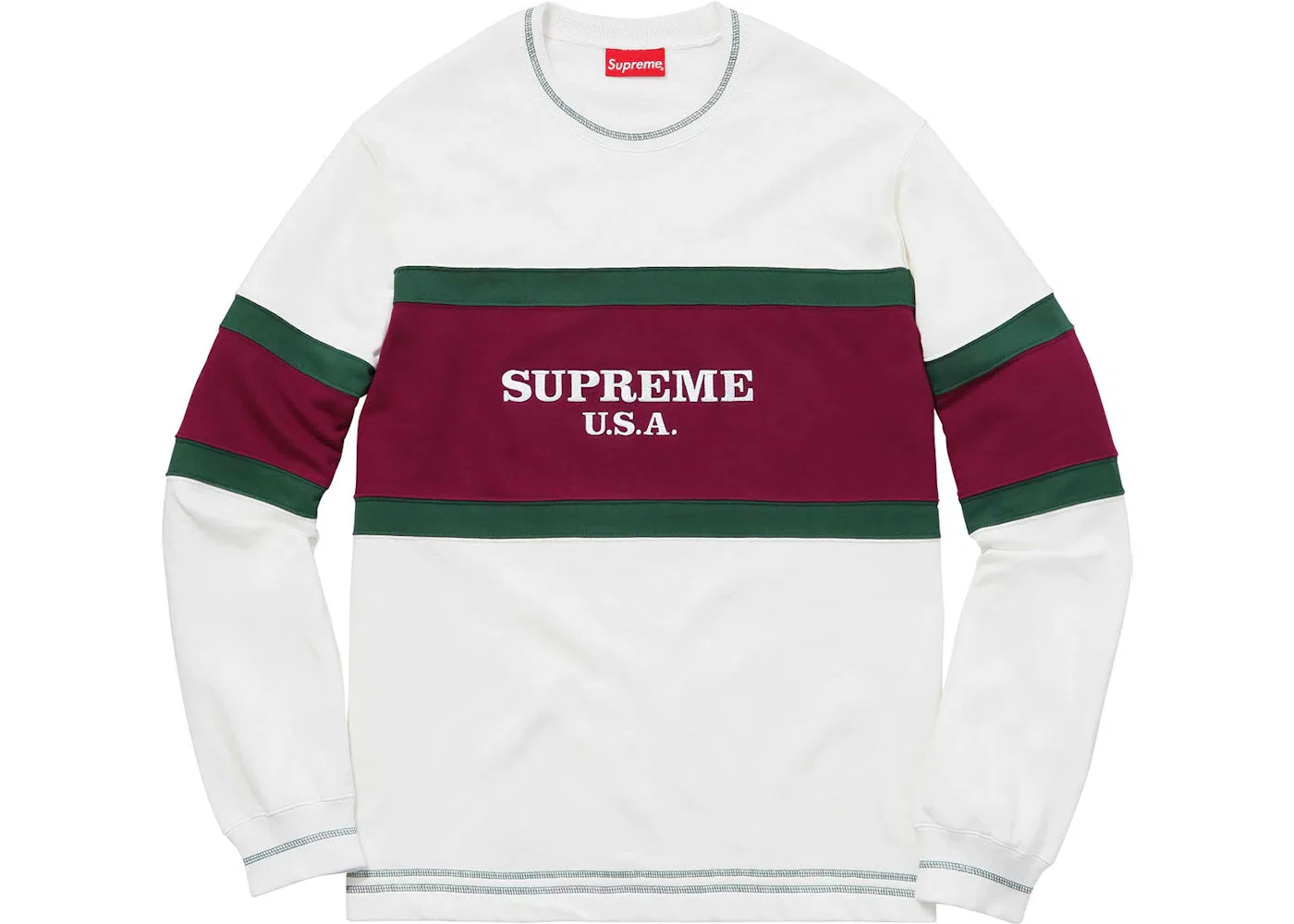 Мужское худи Supreme Center Strip Crewneck, White