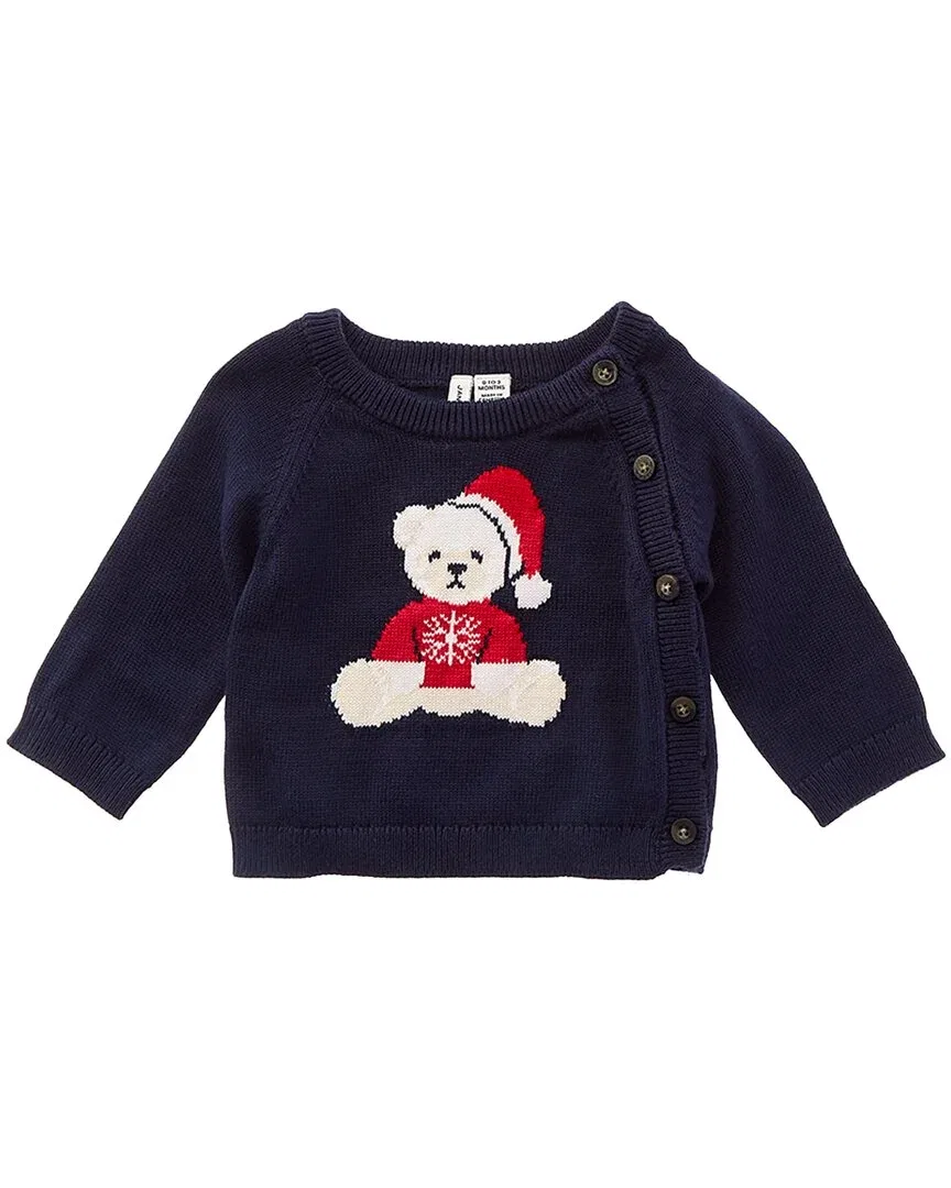 Детский свитер с принтом Santa Bear Janie and Jack, синий — фото 2