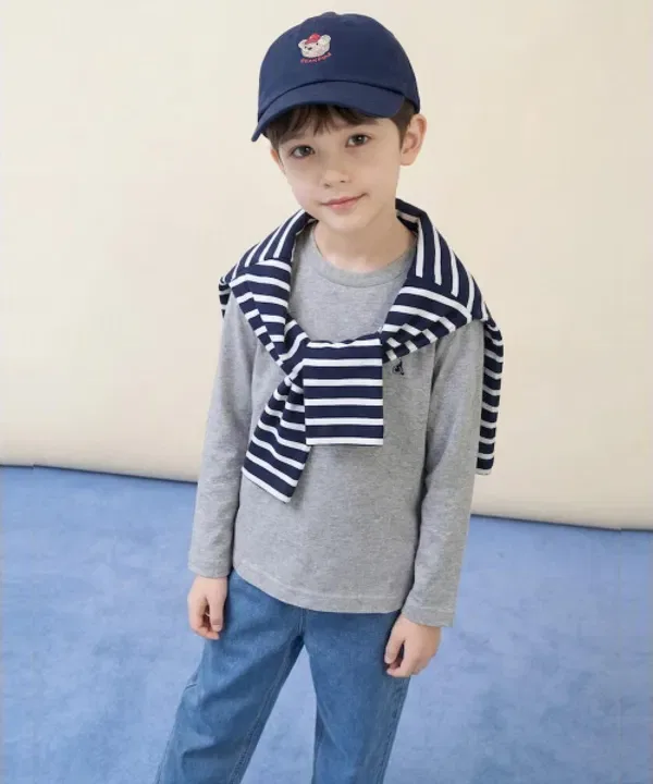 Футболка с длинным рукавом супима хлопок Beanpole Kids, серый