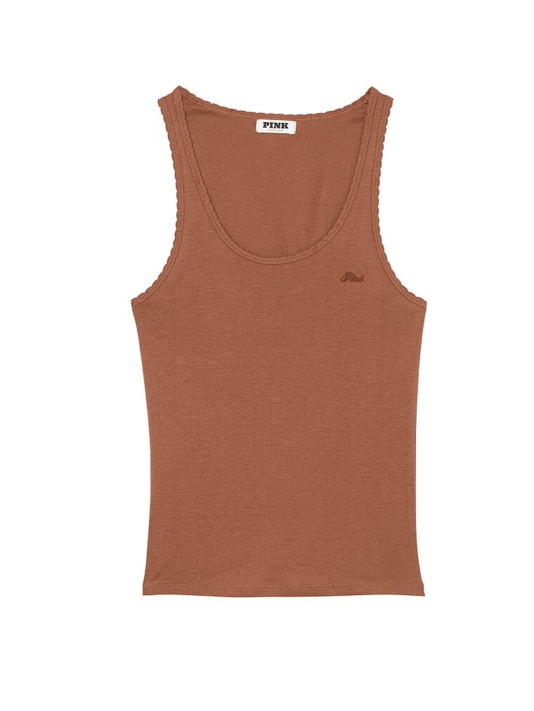 

Топ Victoria's Secret Pink Spill-the-tea Cotton Tank, коричневый