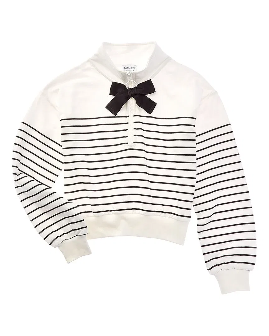 Детская футболка с длинным рукавом и молнией Splendid Chic Stripe 1/4-Zip, черный — фото 2