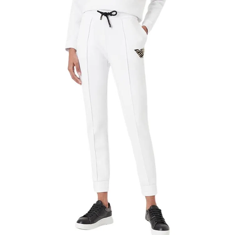 Женские спортивные штаны из трикотажа с манжетами EMPORIO ARMANI, White — фото 3