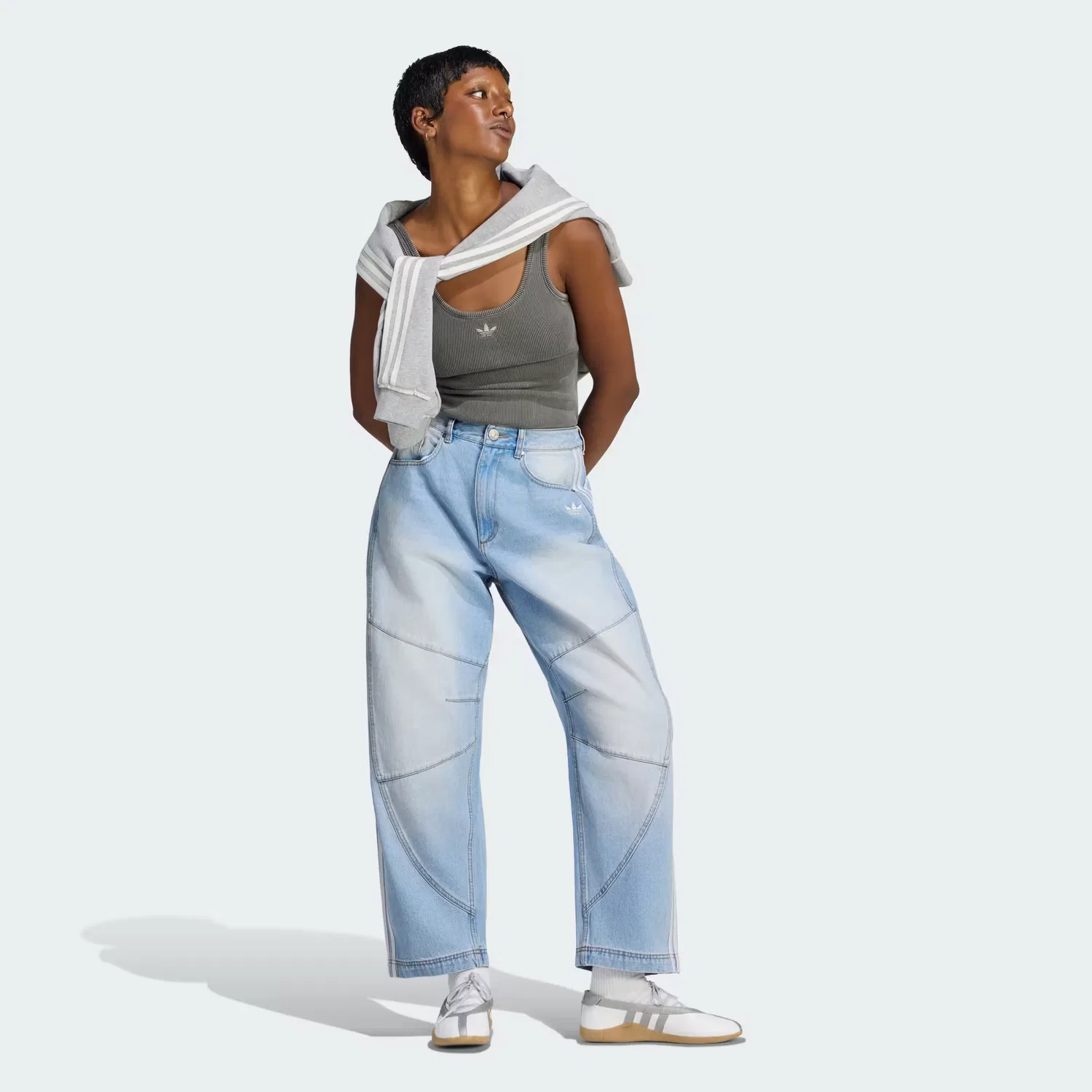 Женские джинсы свободного кроя Denim Barrel Adidas Originals, голубой — фото 3