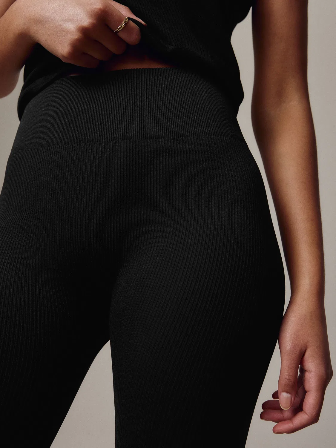 Леггинсы с рифленой отделкой Black Ribbed Seamless High Waist Leggings Next, черный — фото 4