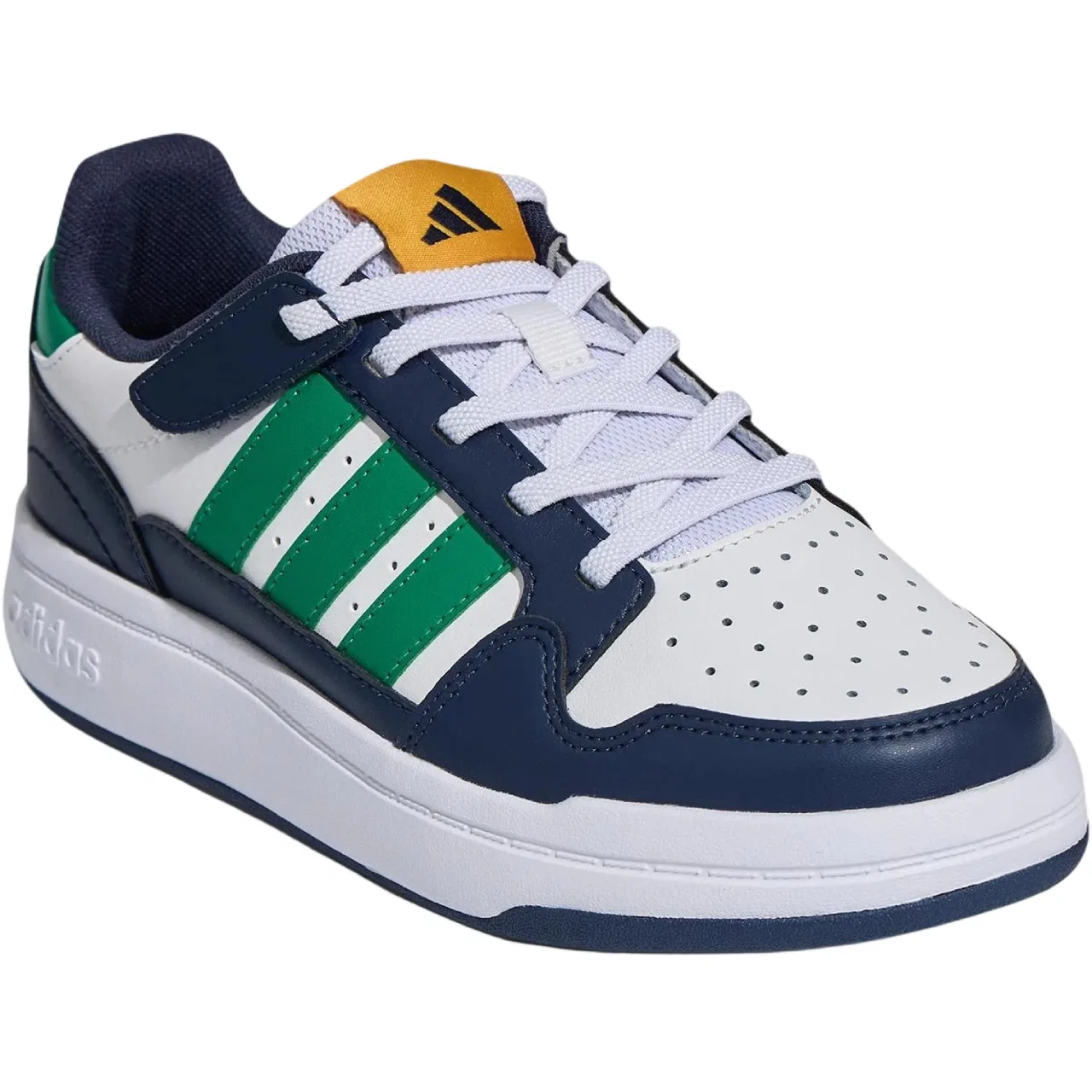 Детские скейтбордические кроссовки с закрытым носком Adidas, White/Lawn Green/Dark Navy Blue — фото 4