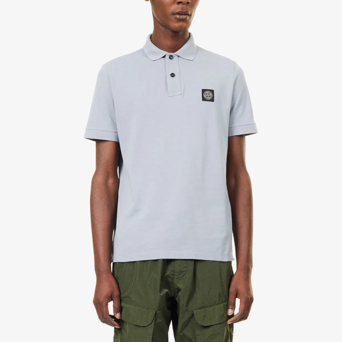 Поло из эластичного хлопка с нашивкой и логотипом Stone Island, серый — фото 3