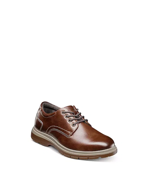 Детские классические туфли для мальчиков на шнуровке Lookout Jr. Plain Toe Oxfords Florsheim Kids, Chestnut