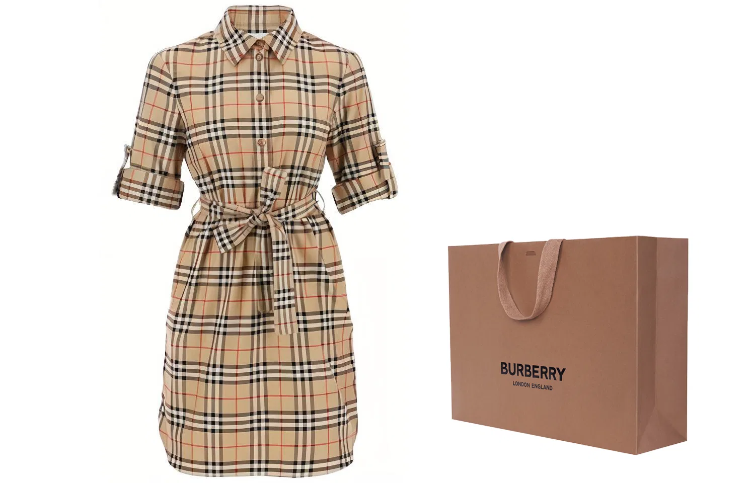 Женское платье с длинным рукавом SS23 Long Sleeved Dress Burberry, Beige