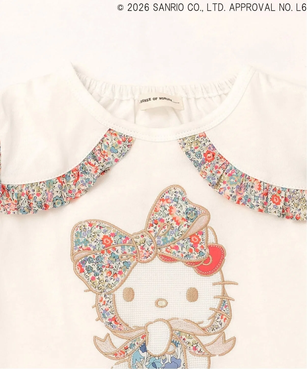 Детская футболка с принтом Liberty Applique Frill Tシャツ sense of wonder, Pink — фото 4