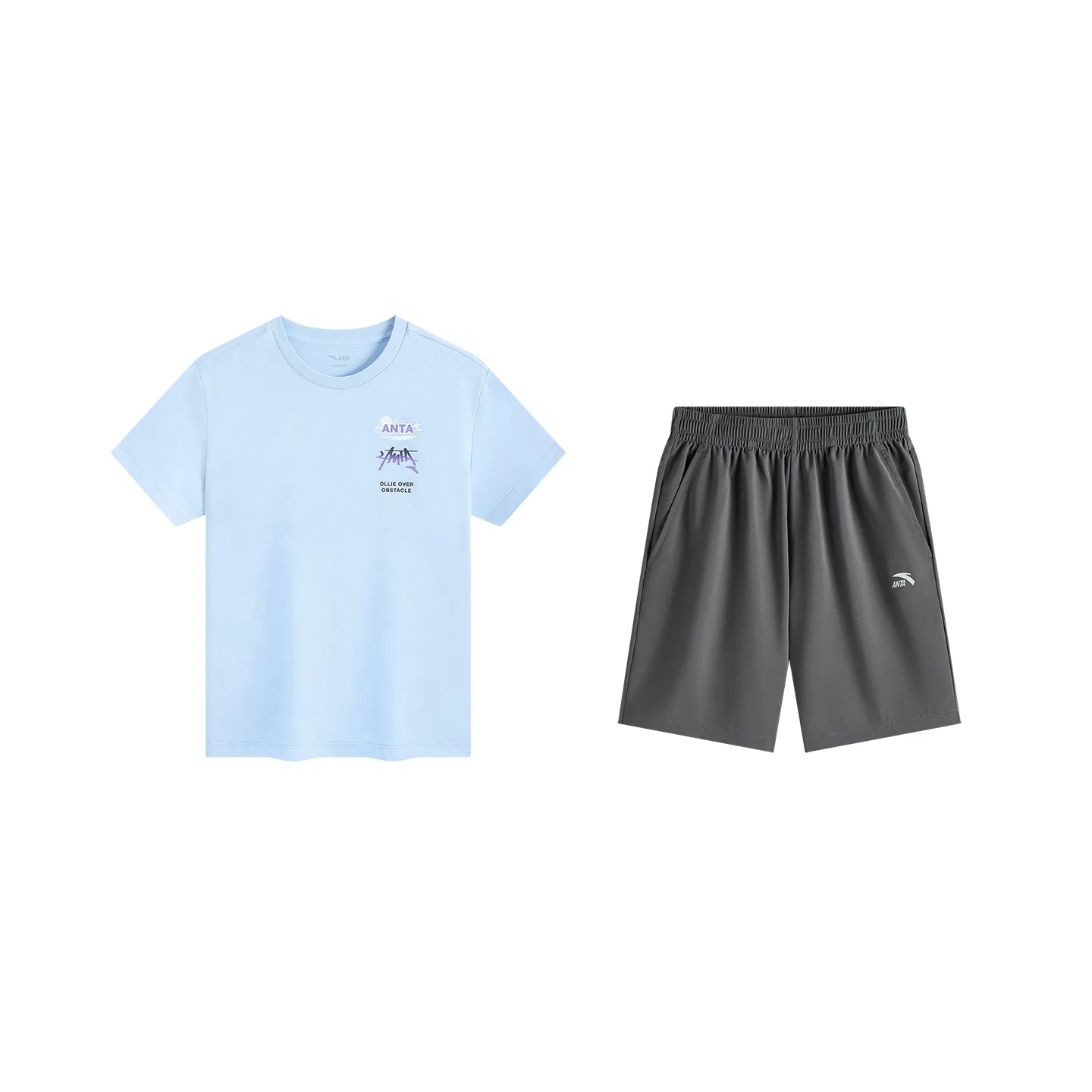 Детский спортивный костюм с воротником-стойкой ANTA, Blei Blue Smoke Gray