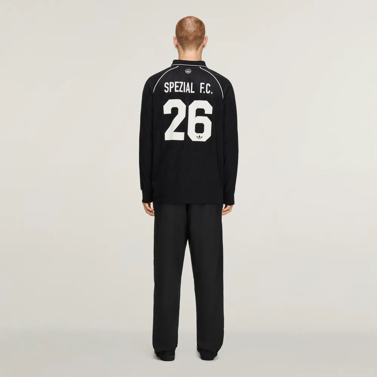 Мужская футболка с длинным рукавом из жаккардовой ткани SPZL F.C. Long Sleeve Jersey Adidas Originals, черный — фото 3