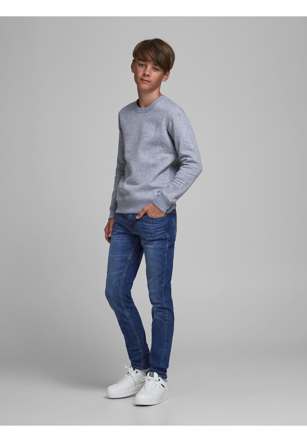 Джинсовые брюки однотонные детские Jack & Jones, цвет Blue Denim — фото 4